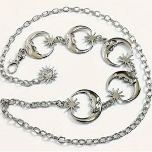Silver Crescent Moon Chain Belt